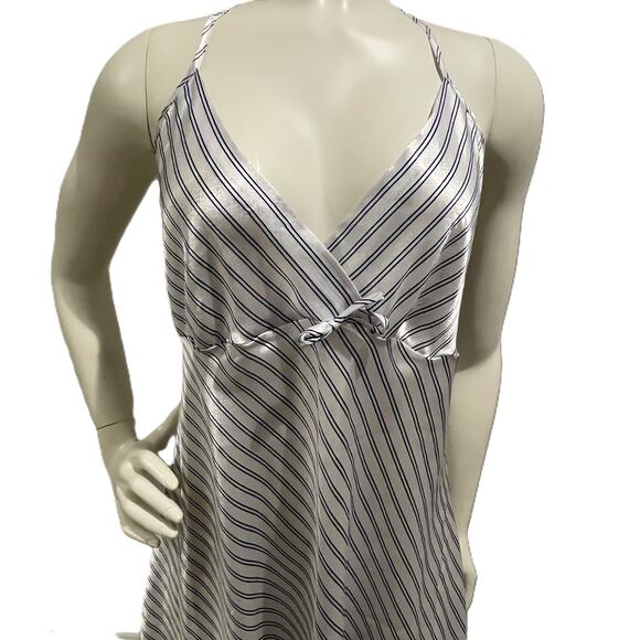 VTG Cinema Etoile Nightgown L Satin Striped Slip Dress Made in USA - Picture 3 of 13